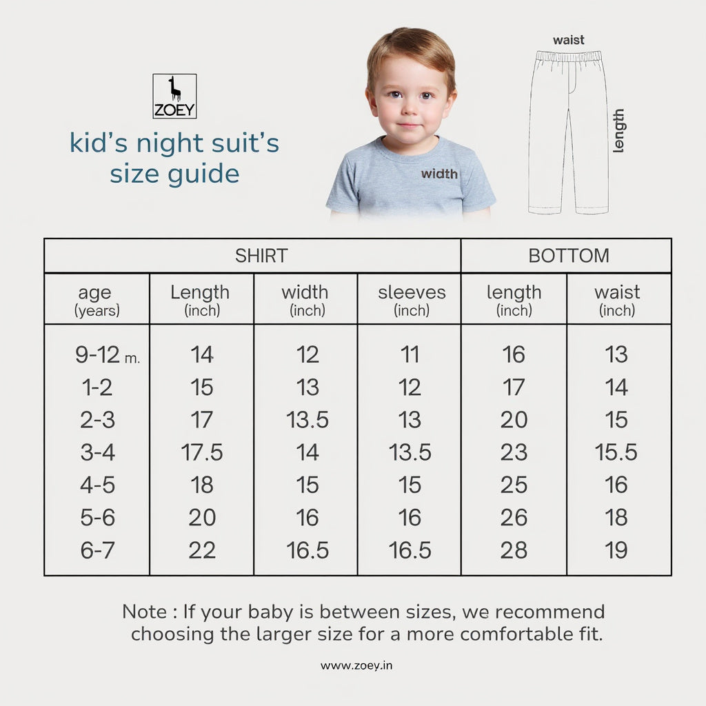 Elephant Snuggles Kids Night Suit (Cotton Cambric)