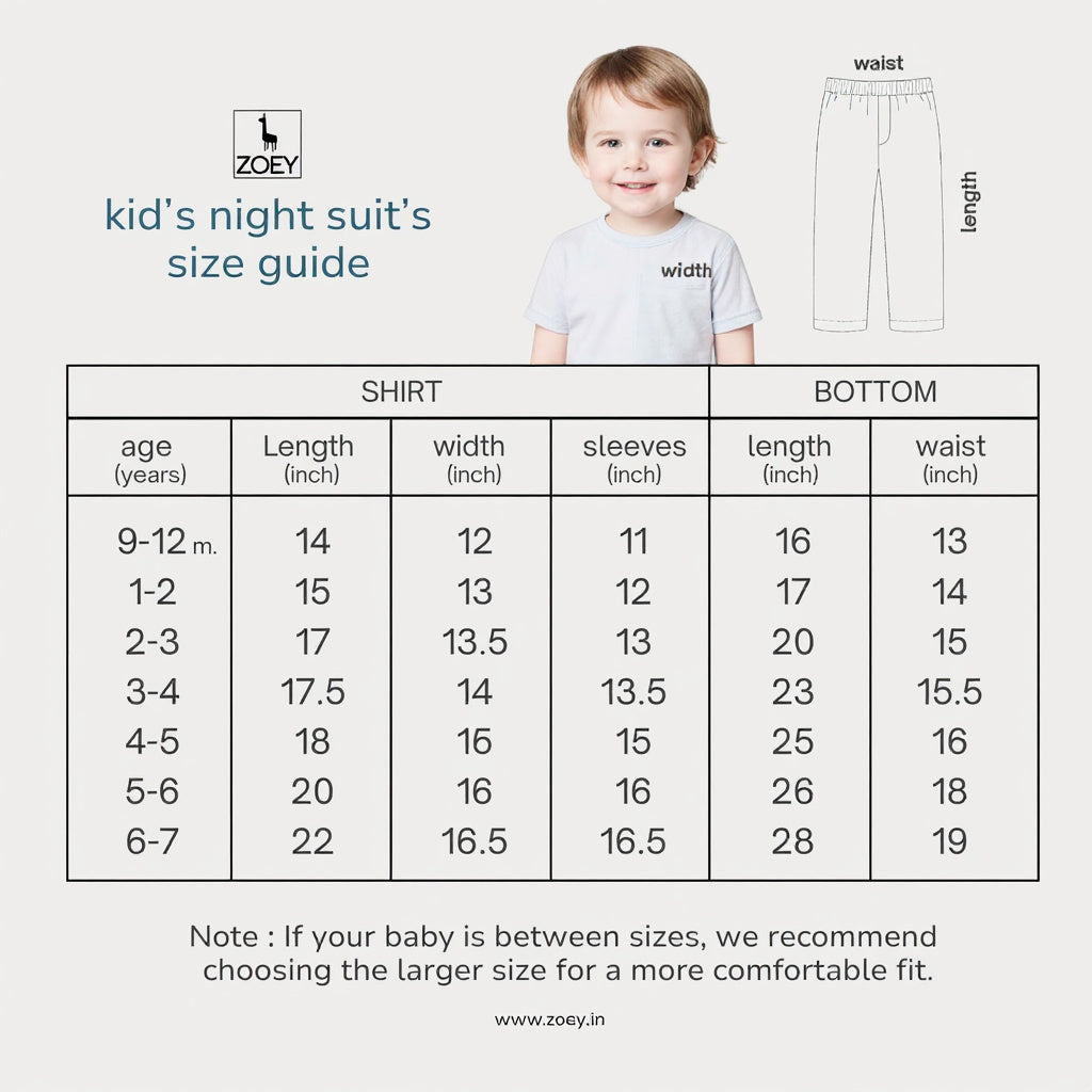 Jungle Pals Kurta Style Night Suit - (Cambric Cotton)