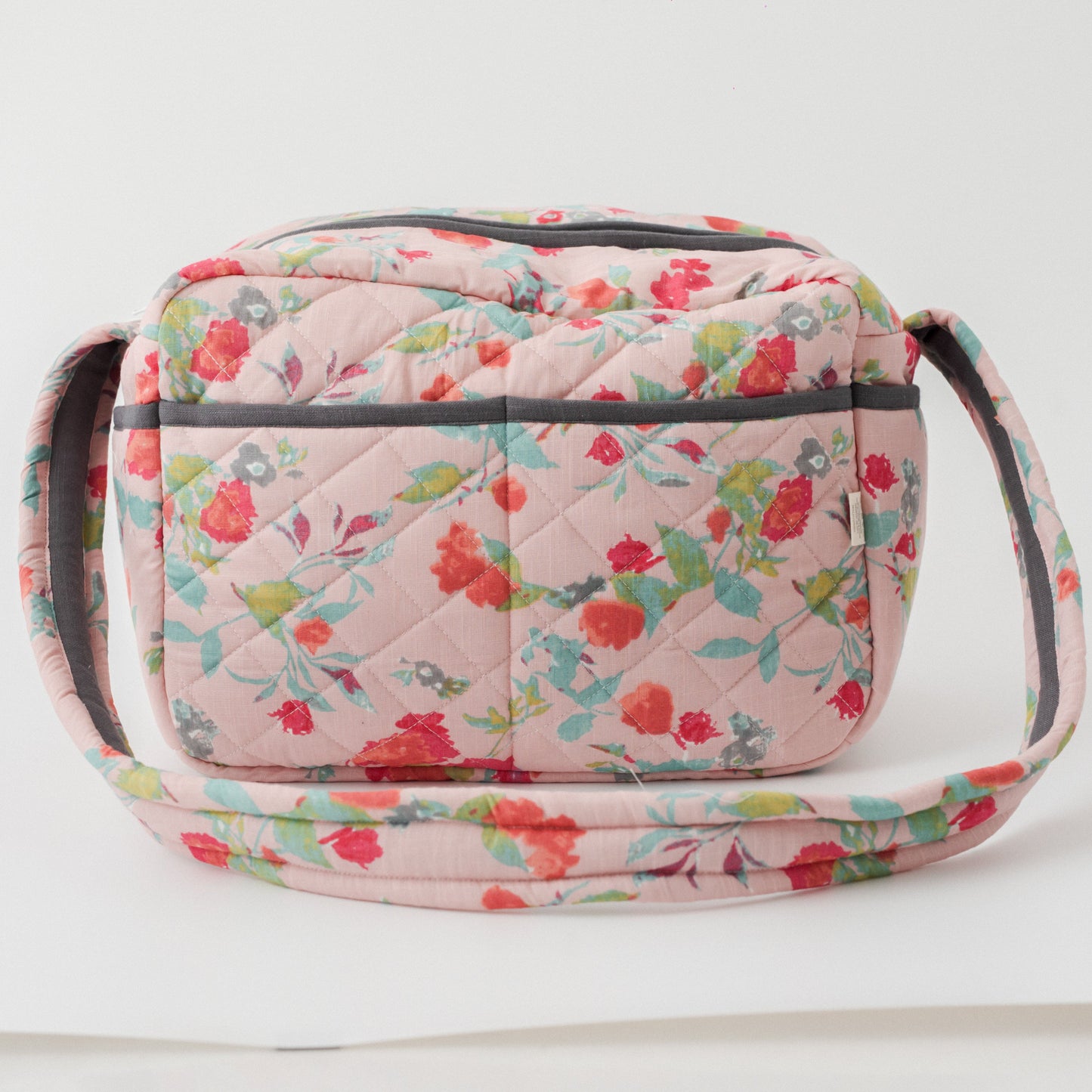 Zoey diaper bag Blush Orchard Diaper Bag (100% Cotton with diamond Quilting)