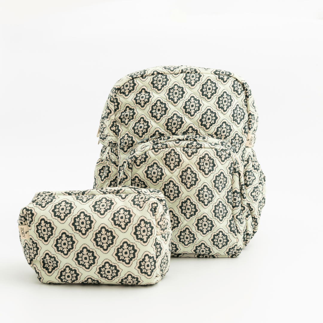 Zoey diaper bag Cotton Mosaic Backpack (Laptop + Diaper Bag)