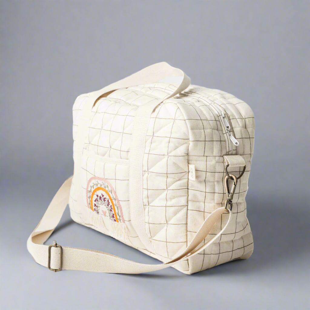 Zoey diaper bag Hand Embroidered Rainbow Diaper Bag