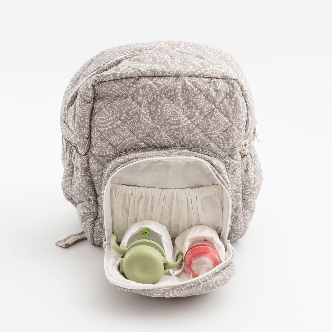 Zoey diaper bag NatureNest Quilted Cotton Backpack (Laptop + Diaper Bag)