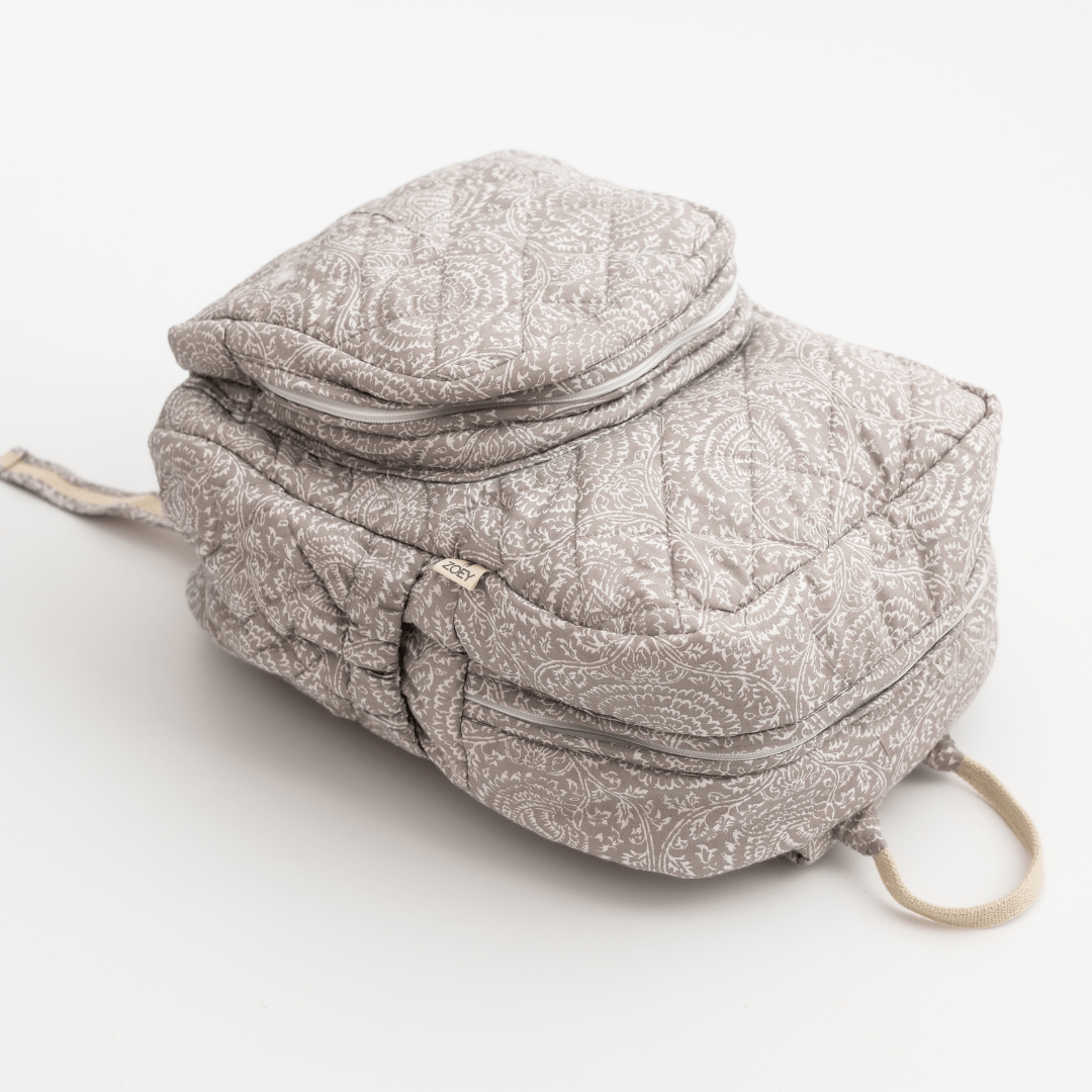 Zoey diaper bag NatureNest Quilted Cotton Backpack (Laptop + Diaper Bag)