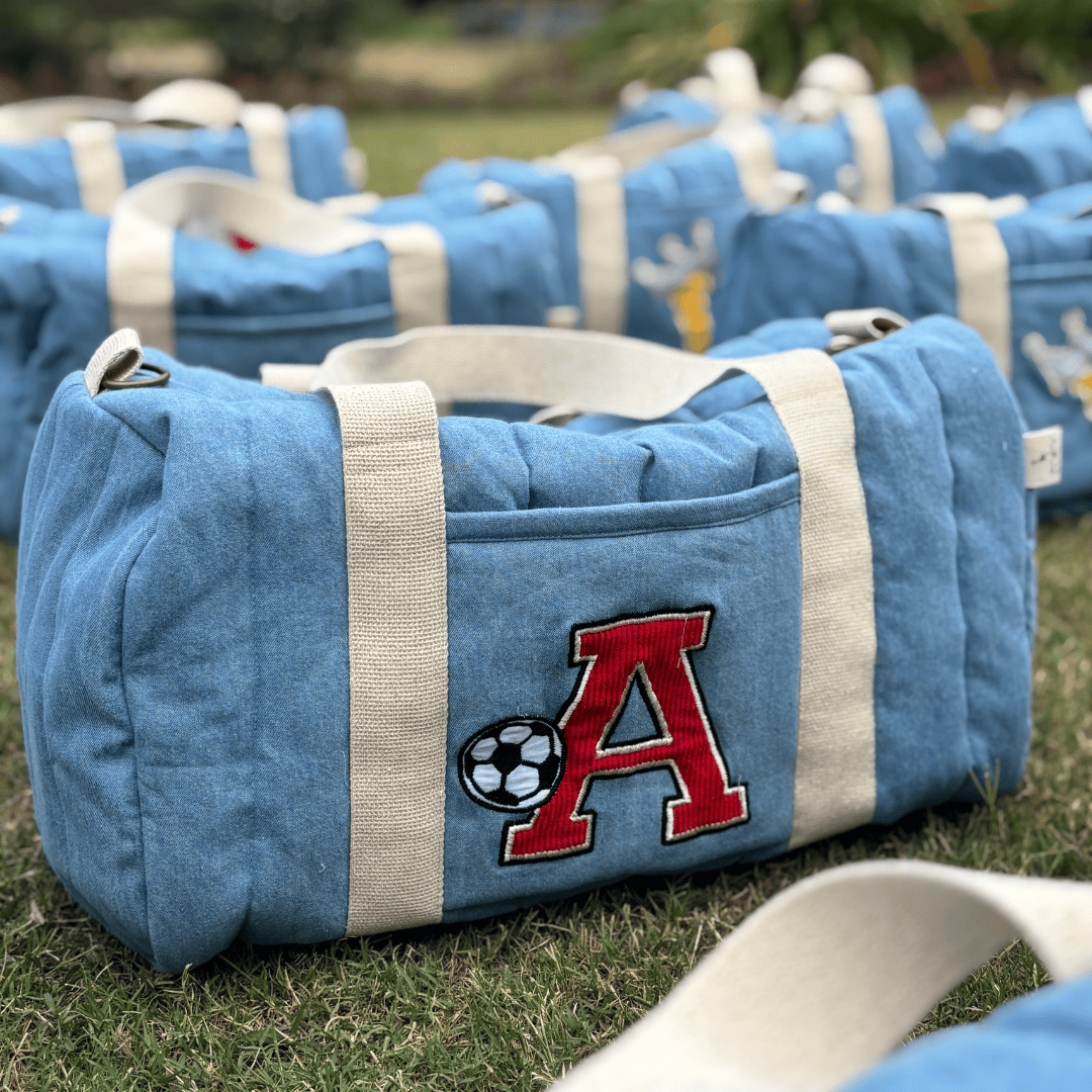 Zoey duffle bag Personalised Kids Denim Duffle Bag (RED)