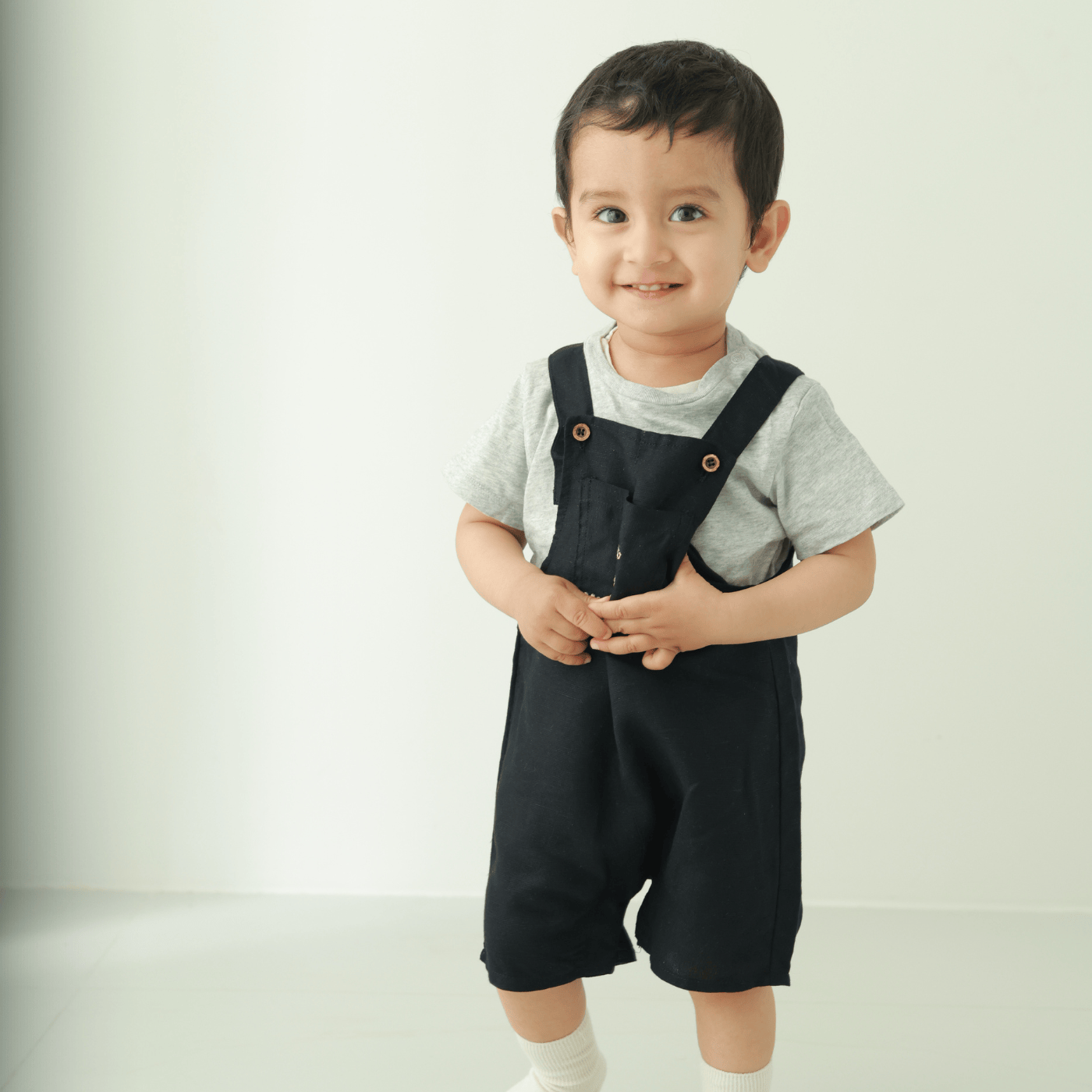 Zoey Dungarees Helicopter Ride Linen Cotton Unisex Dungaree (Black)