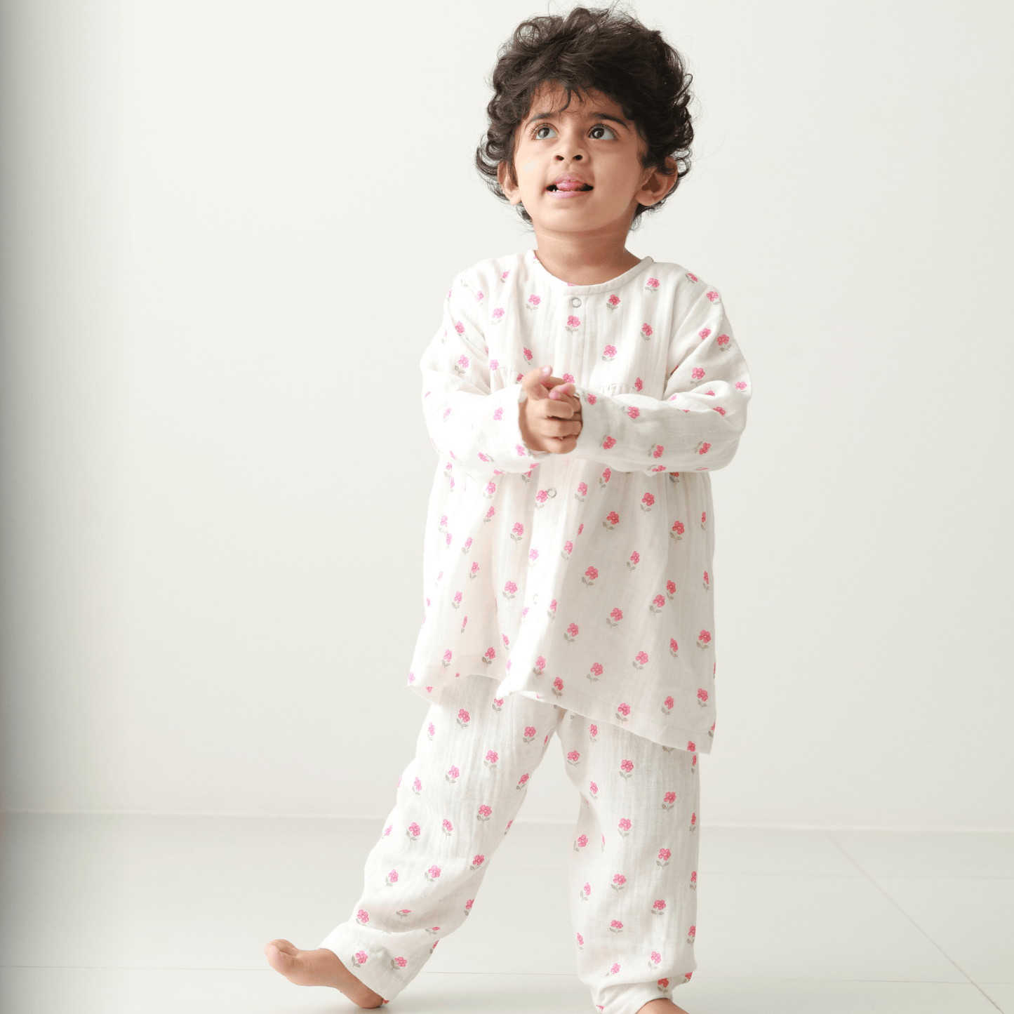 Zoey night suit Morning Cuddles Muslin Girls Night Suit