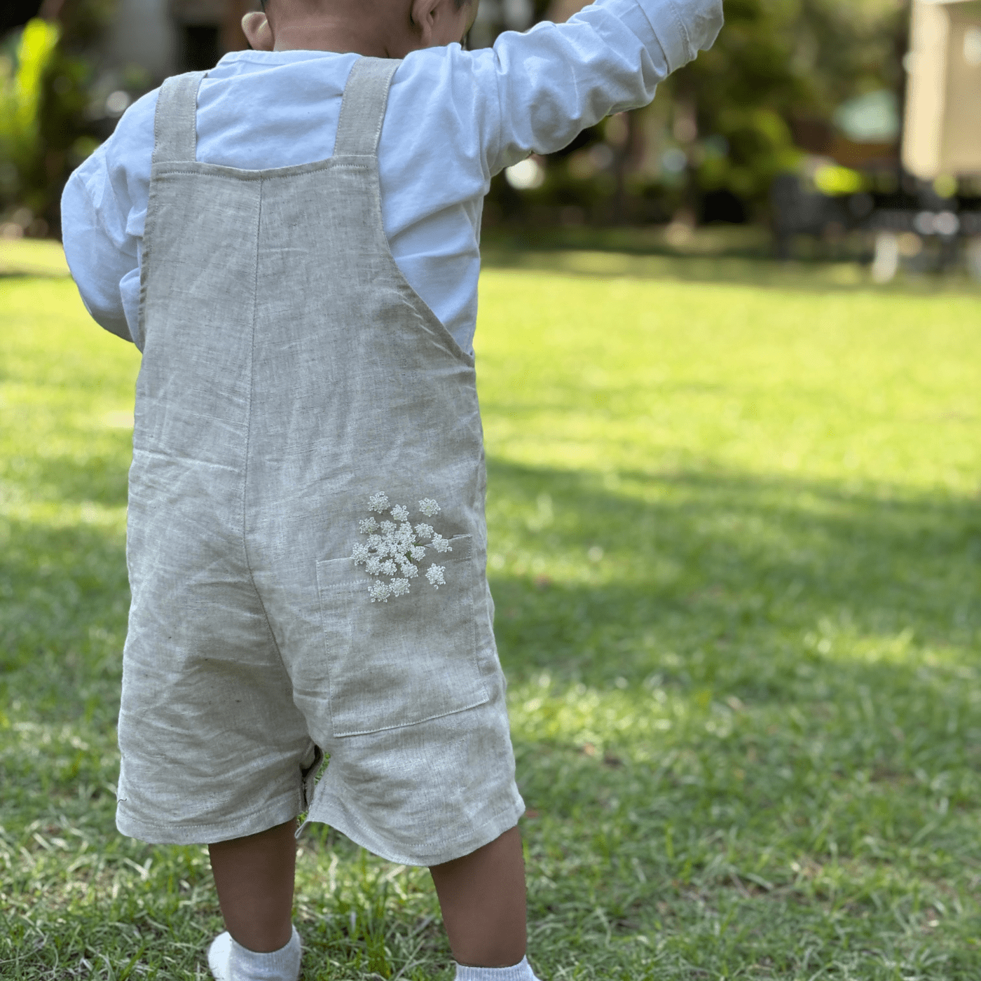 Zoey romper Pocketful of Play Linen Cotton Unisex Dungaree (Beige)