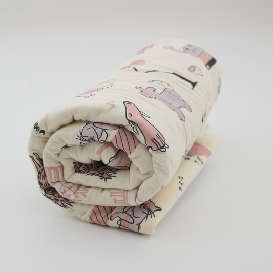 Woofles & Purrito Handcrafted Muslin Baby Quilt