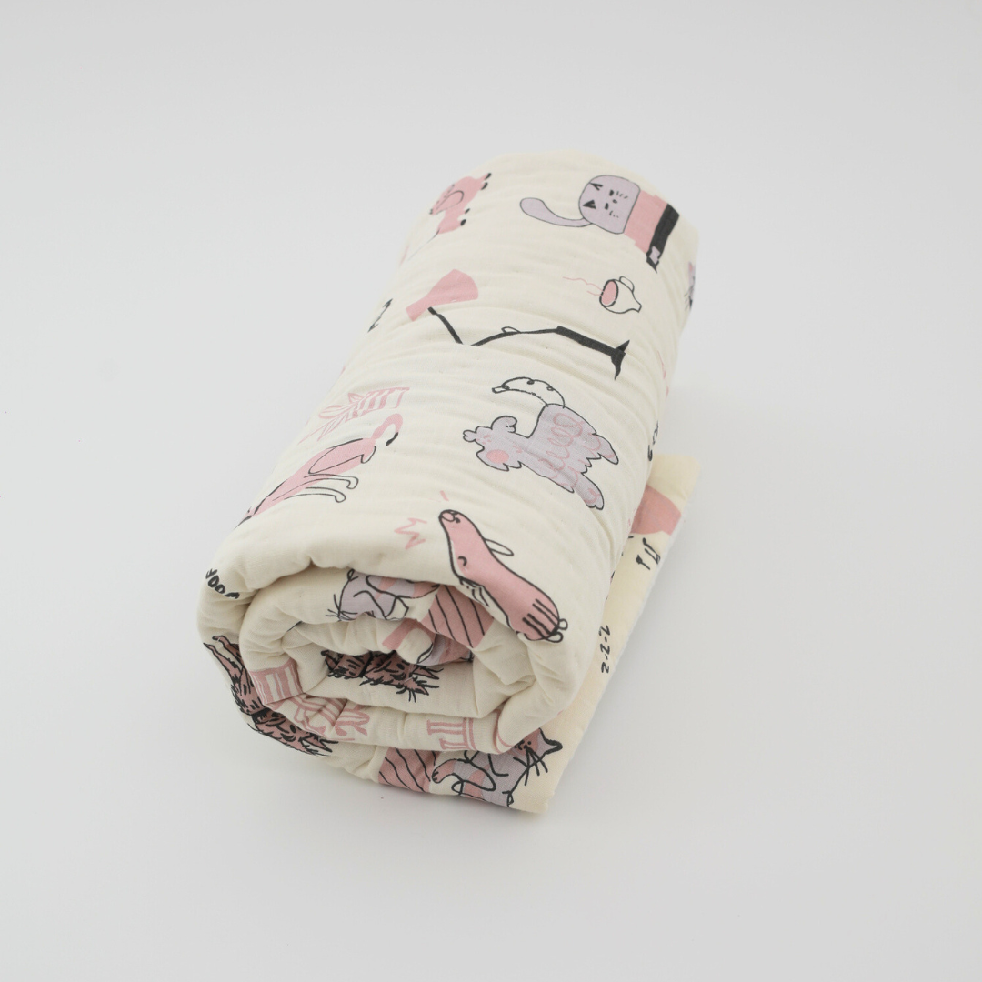 Woofles & Purrito Handcrafted Muslin Baby Quilt