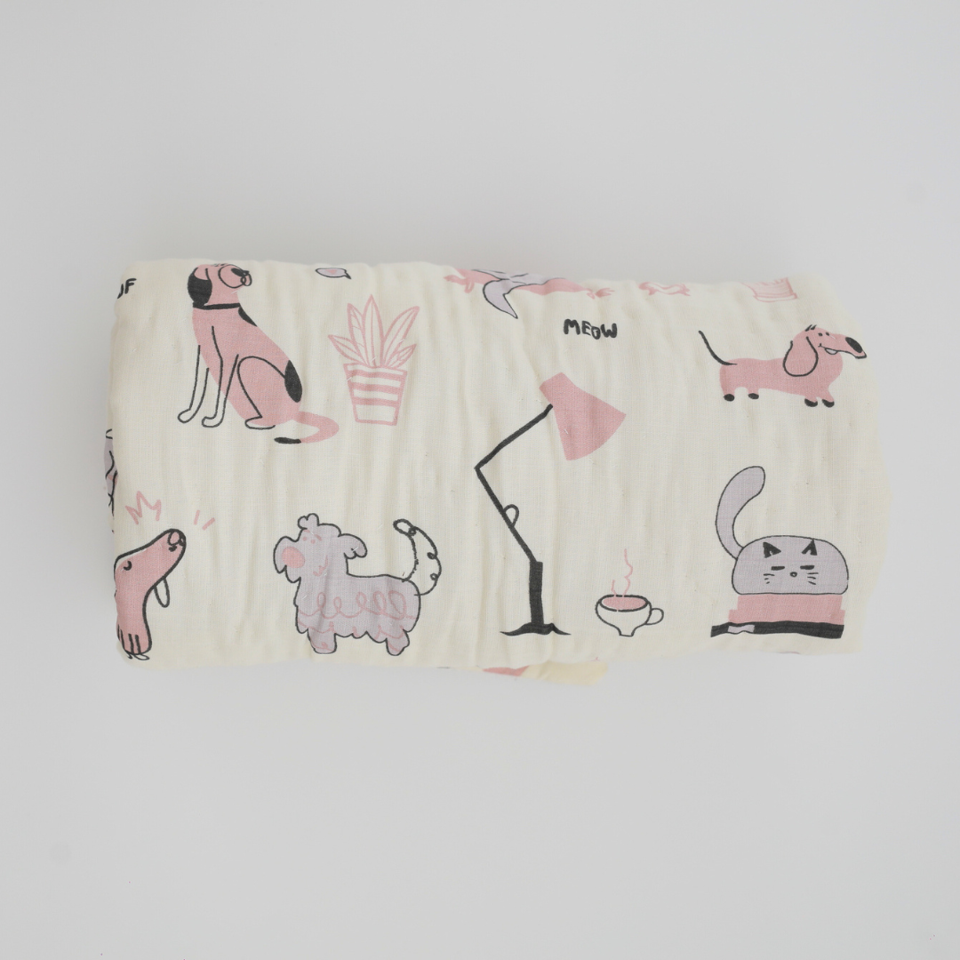 Woofles & Purrito Handcrafted Muslin Baby Quilt