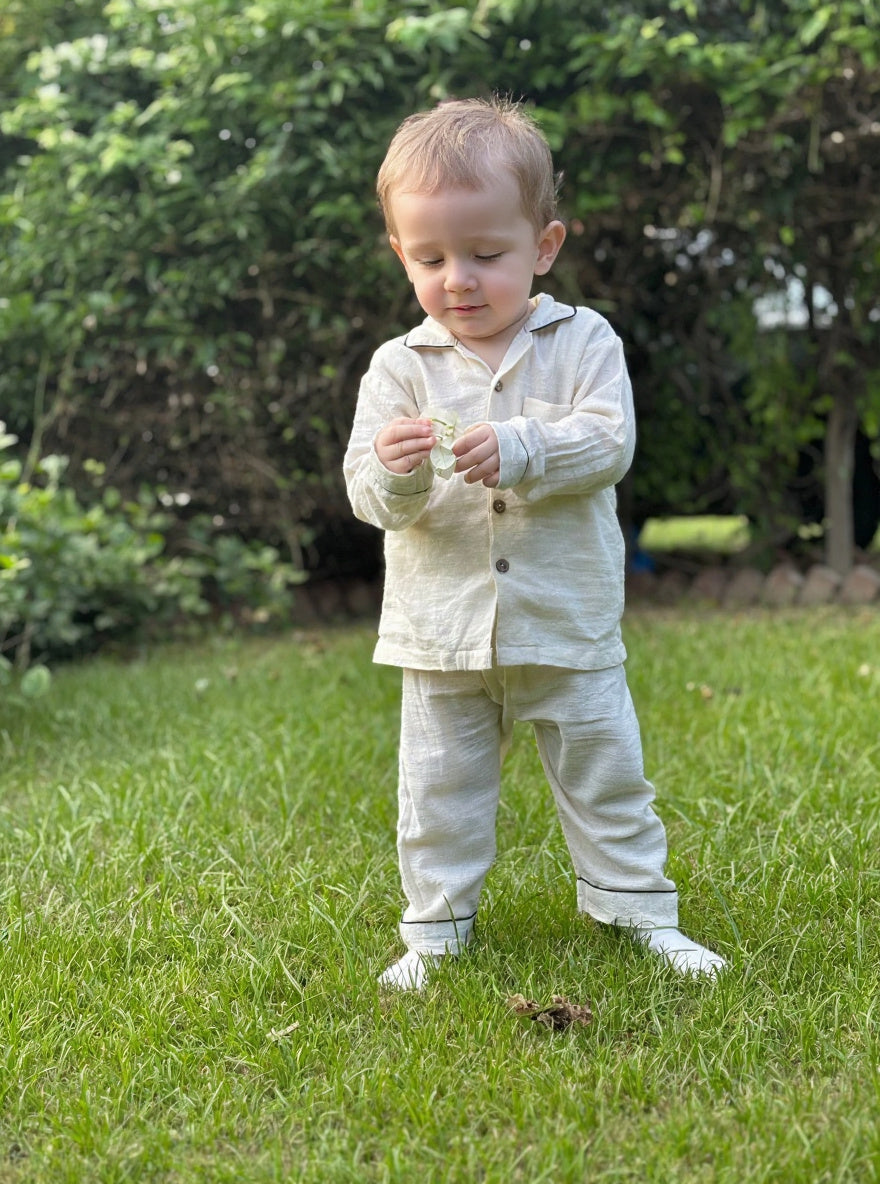 Buttercream Button-up Cotton Night Suit