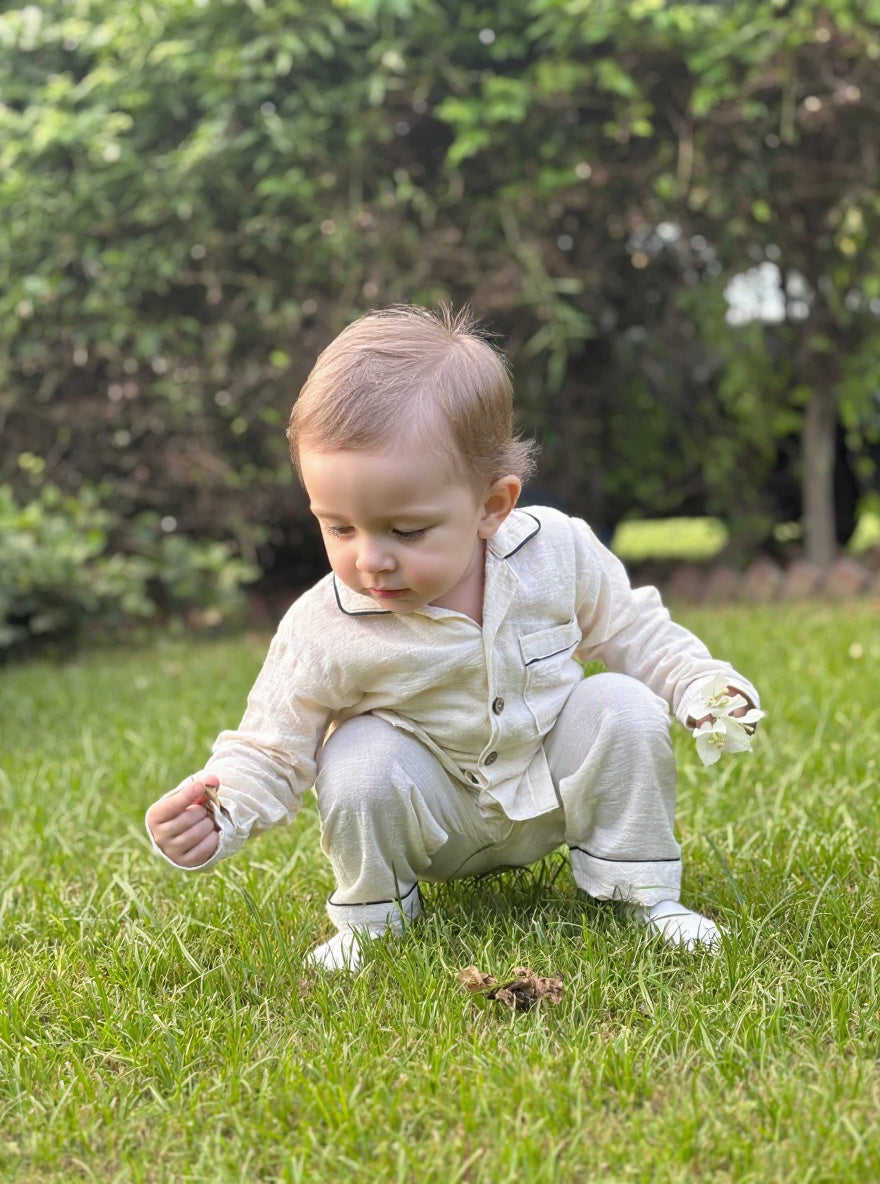 Buttercream Button-up Cotton Night Suit