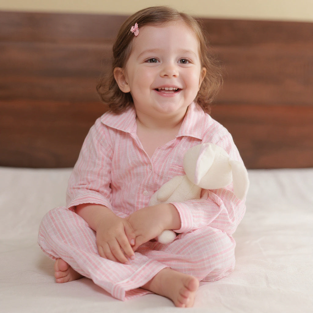 Pillowtime Pink Cotton Kids Night Suit
