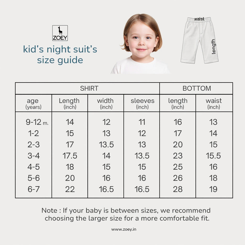 Sunehri Snuggles Muslin Nightsuit (Short Sleeves)