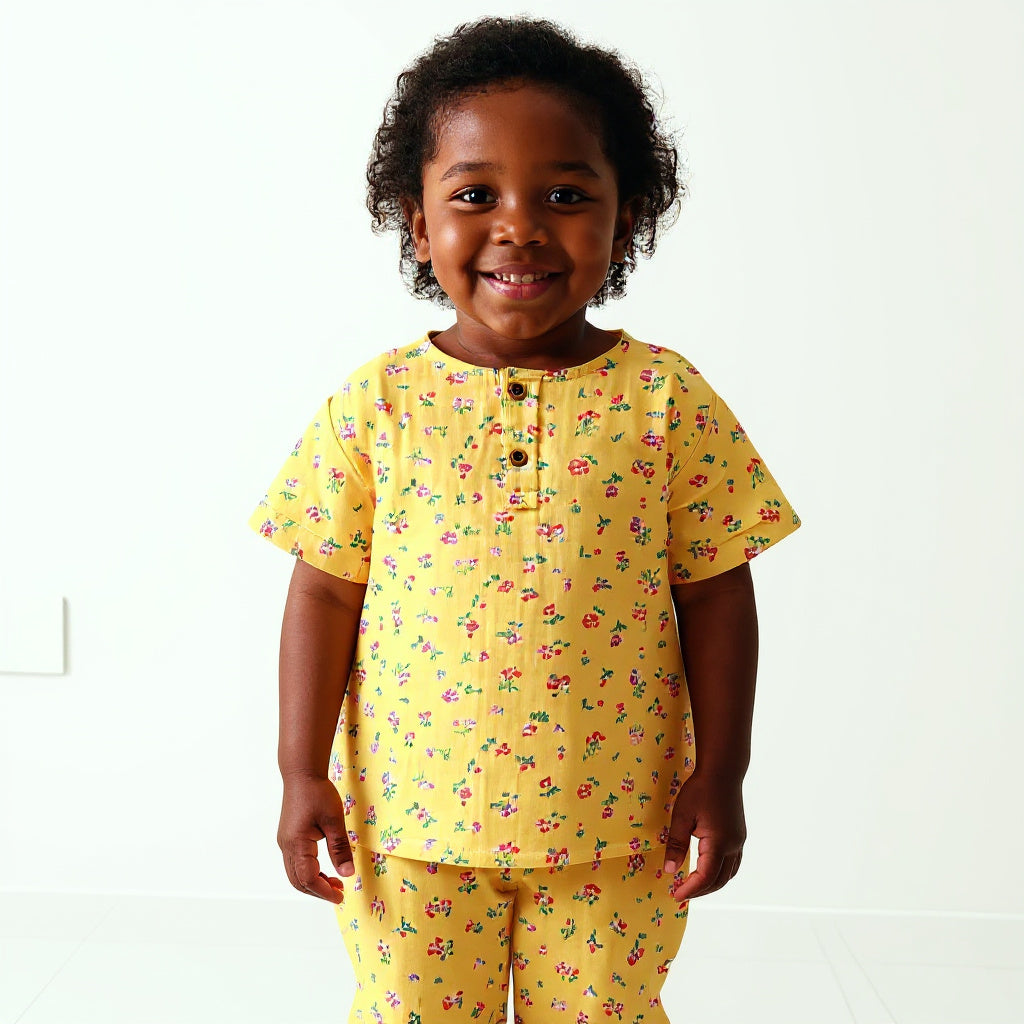 Sunehri Snuggles Muslin Nightsuit (Short Sleeves)