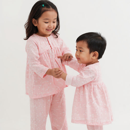 Twirly Whirly Muslin Kids Night Suit for Girls