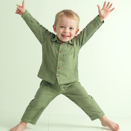 Stripe Story Kids Night Suit (Cotton Cambric)