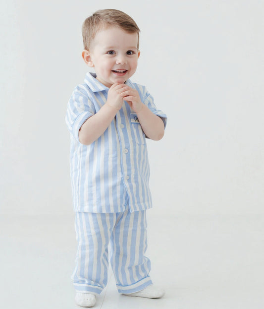 The Blue Yawn Club Muslin Nightsuit (Short Sleeves)