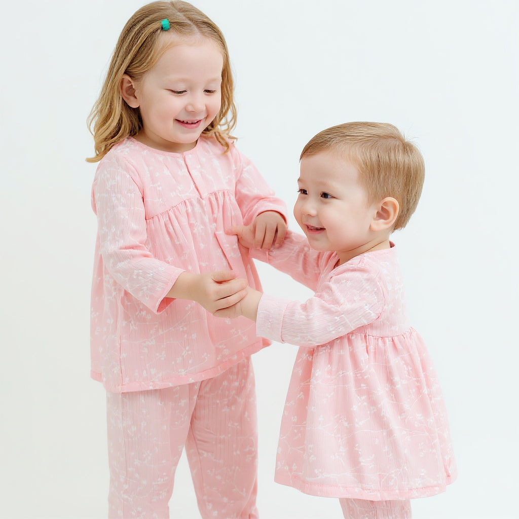 Twirly Whirly Muslin Kids Night Suit for Girls