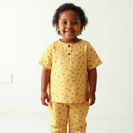 Sunehri Snuggles Muslin Nightsuit (Short Sleeves)