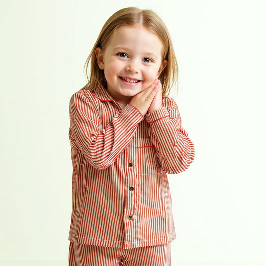 Crimson Calm Kids Night Suit (Cotton Cambric)