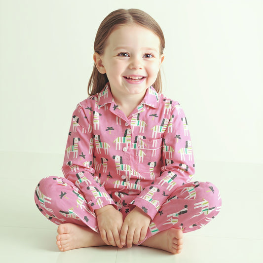 Starlight Zebra Kids Night Suit (Cotton Cambric)