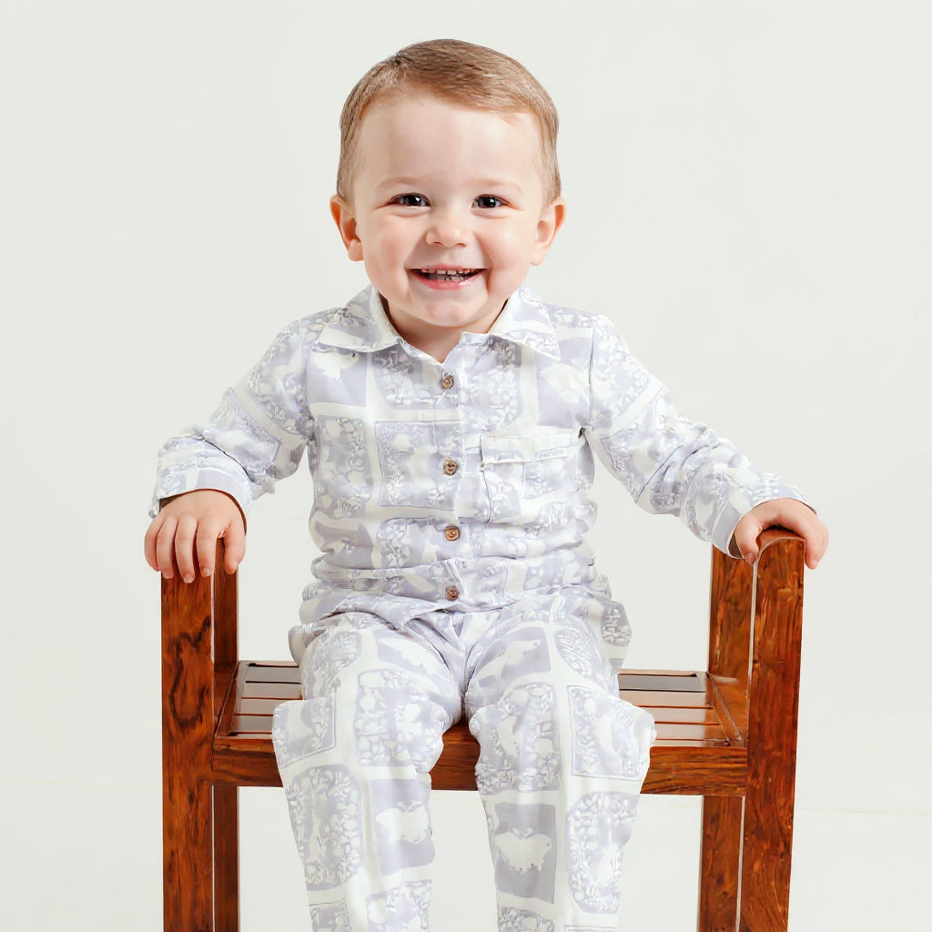 Lavender Meadow Kids Night Suit (Pure Cotton)