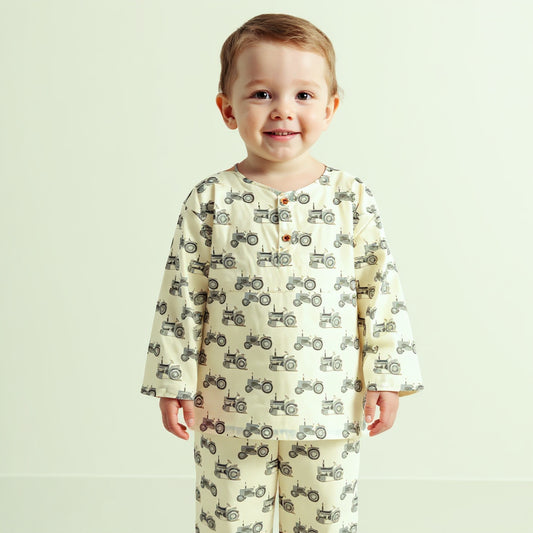 Tractor Trooper Kurta Style Night Suit - (Cambric Cotton)