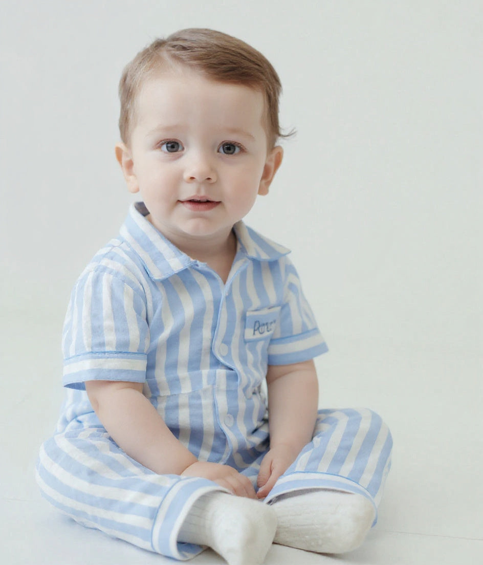 The Blue Yawn Club Muslin Nightsuit (Short Sleeves)
