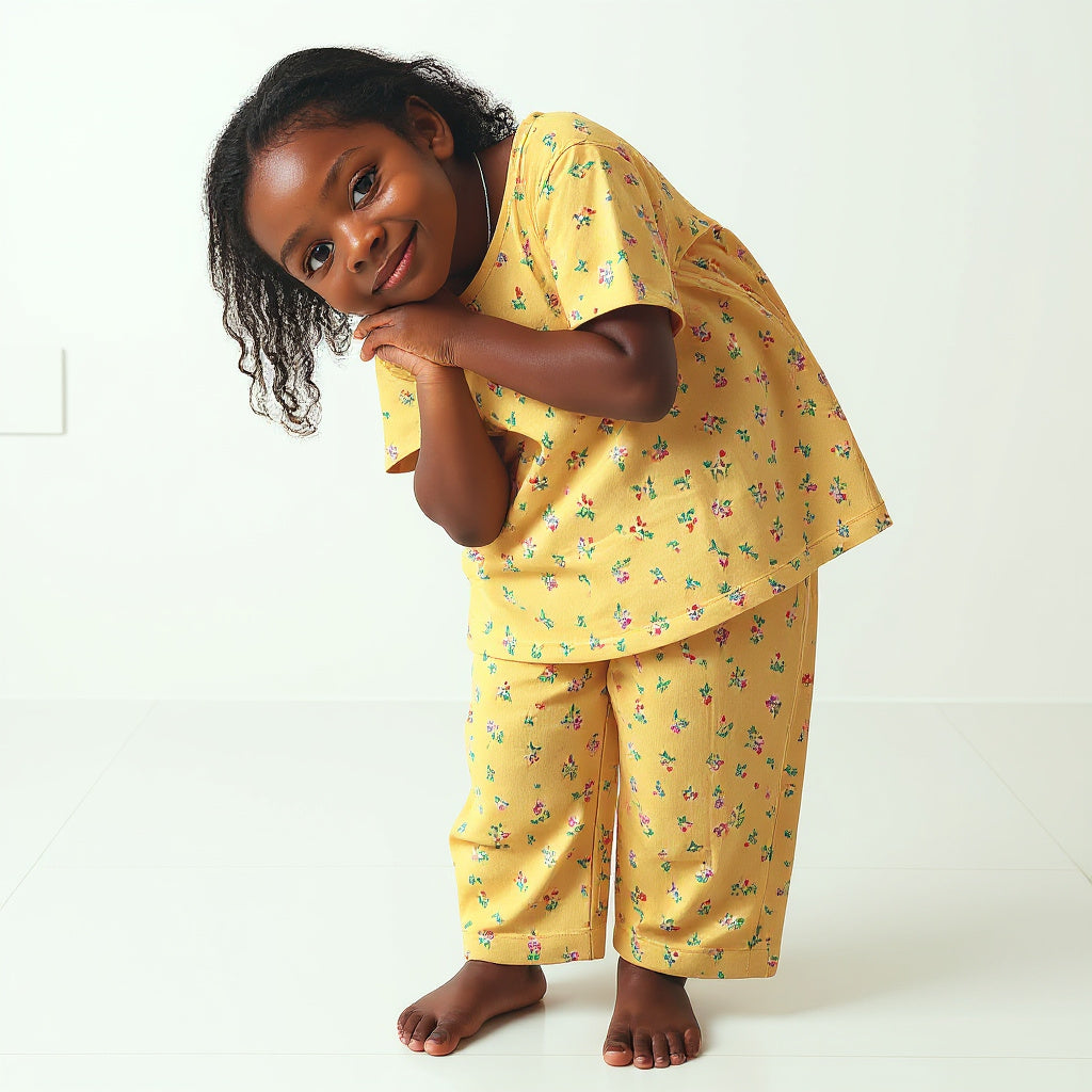 Sunehri Snuggles Muslin Nightsuit (Short Sleeves)