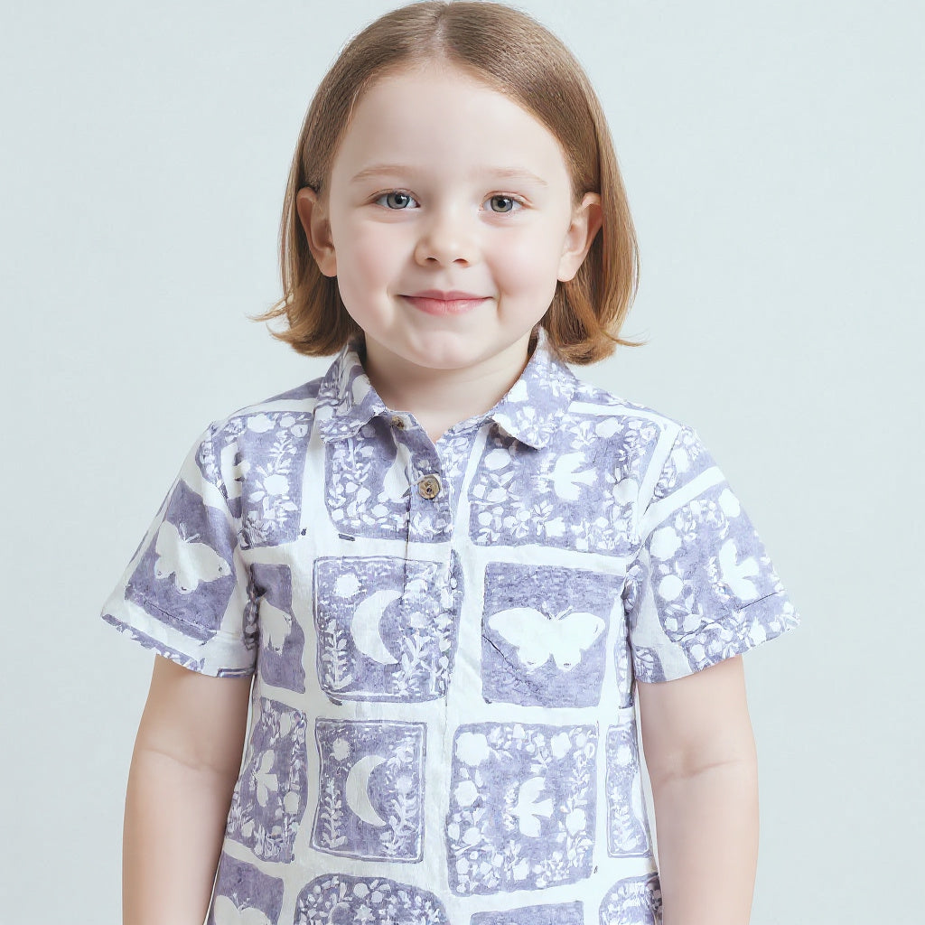 Lavender Meadow Kids Night Suit (Pure Cotton)