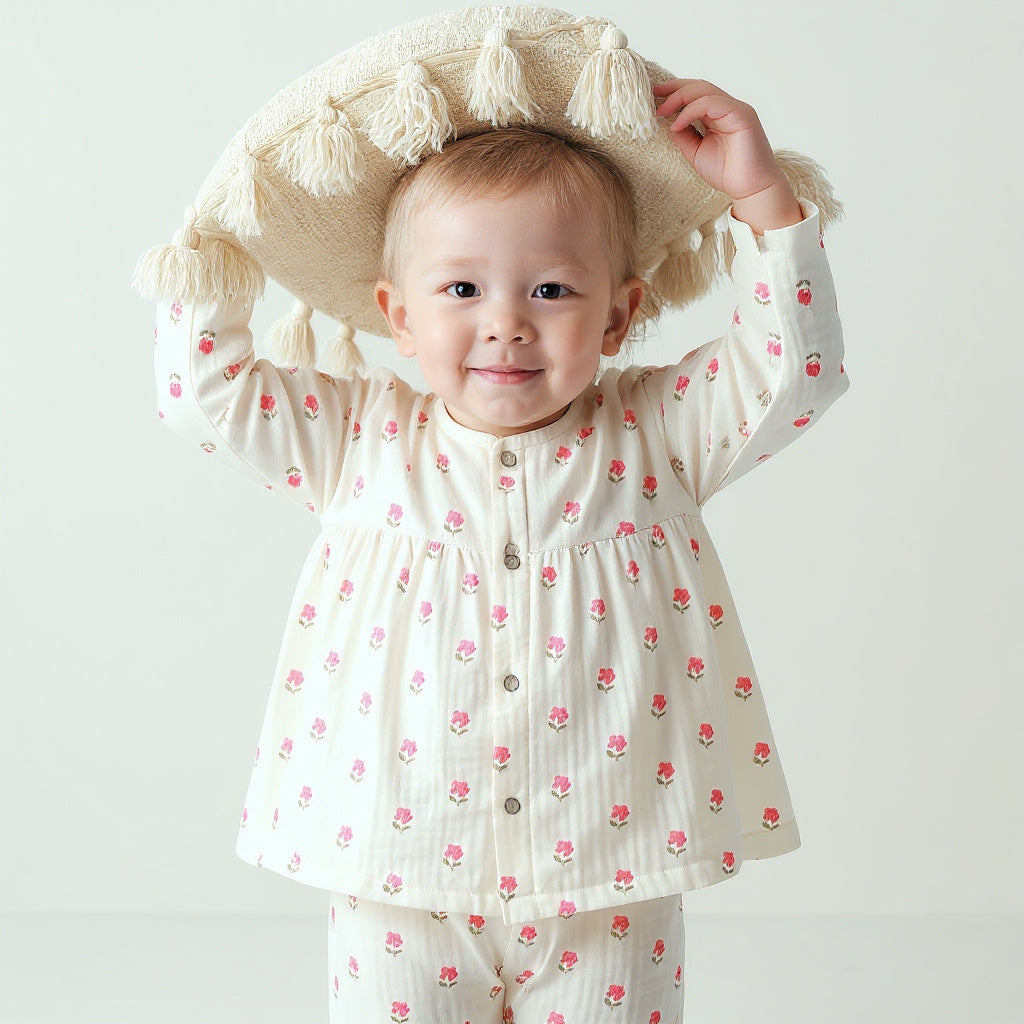Morning Cuddles Muslin Girls Night Suit
