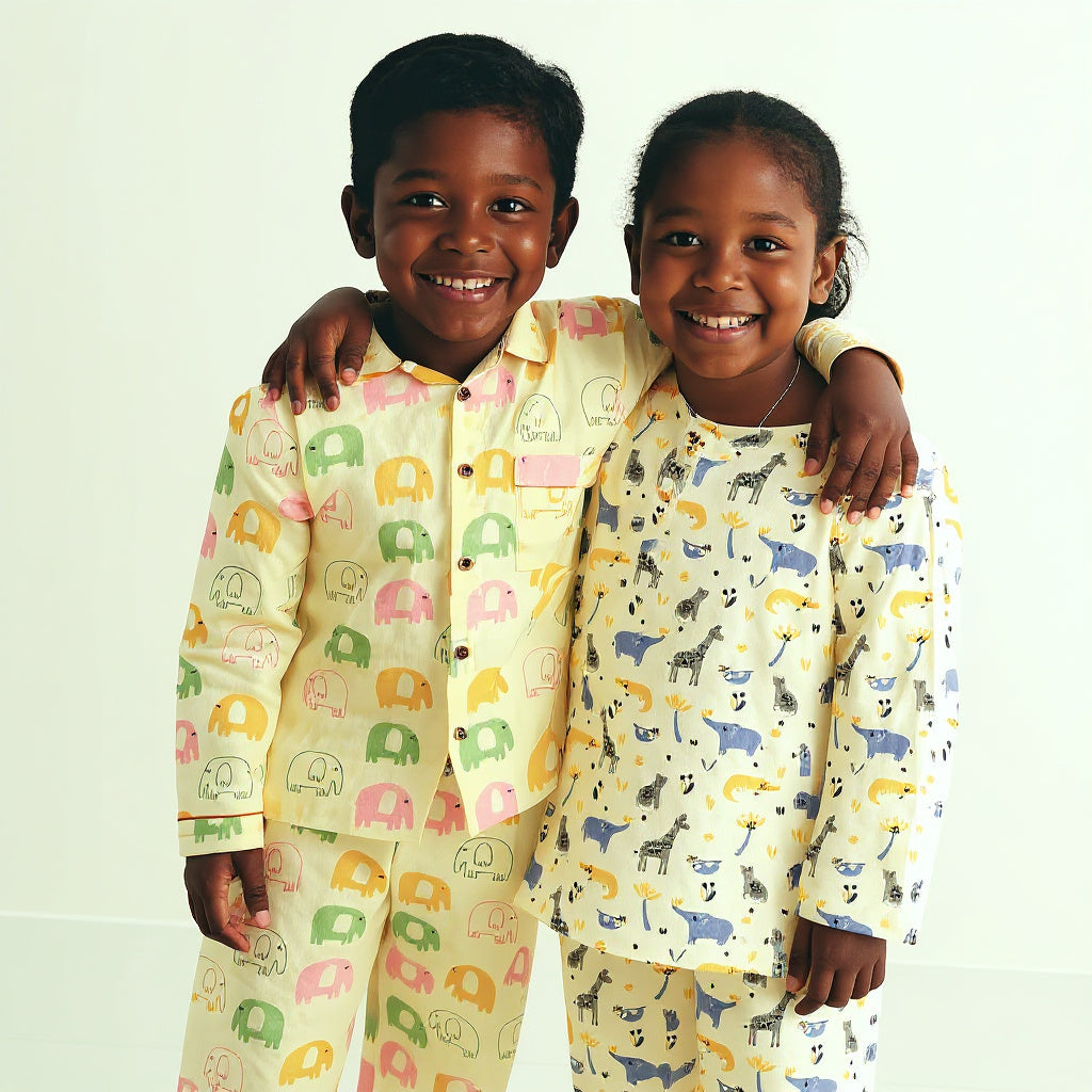 Elephant Snuggles Kids Night Suit (Cotton Cambric)