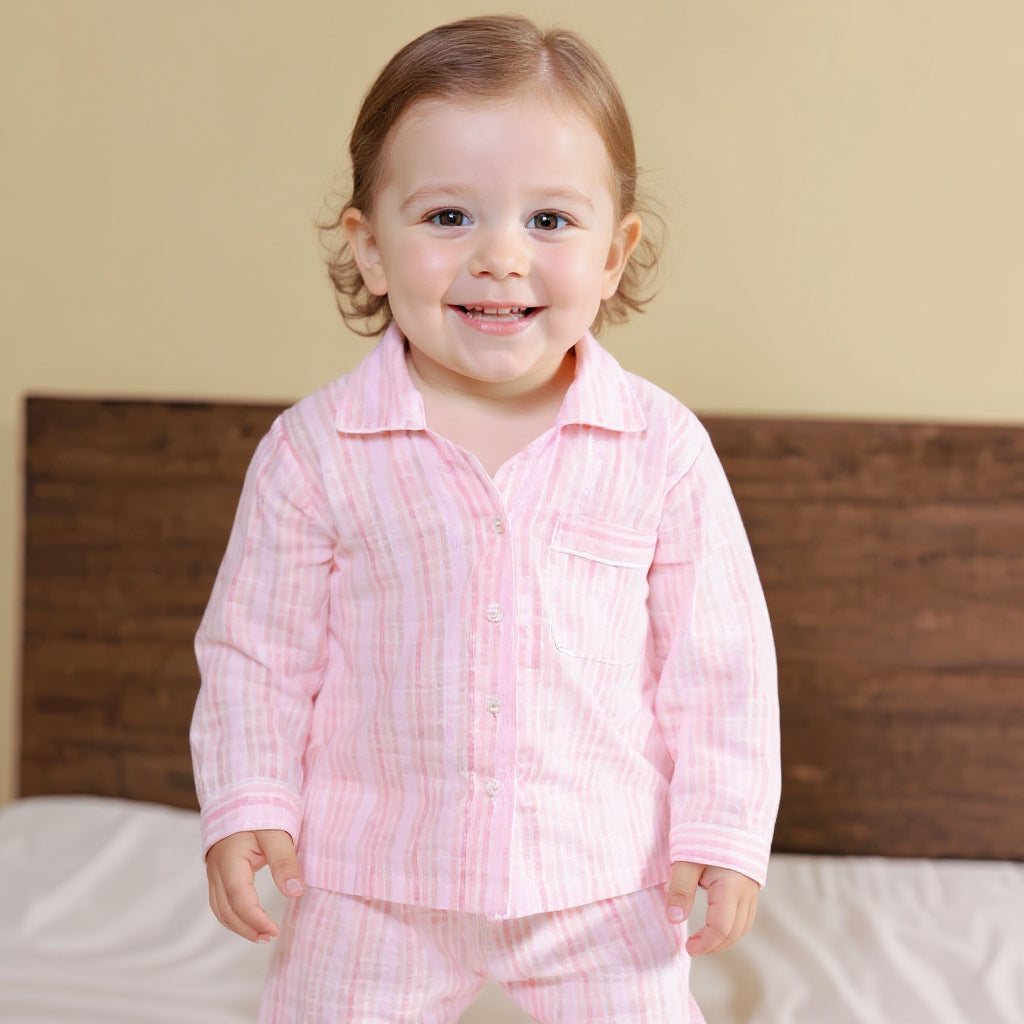 Pillowtime Pink Cotton Kids Night Suit