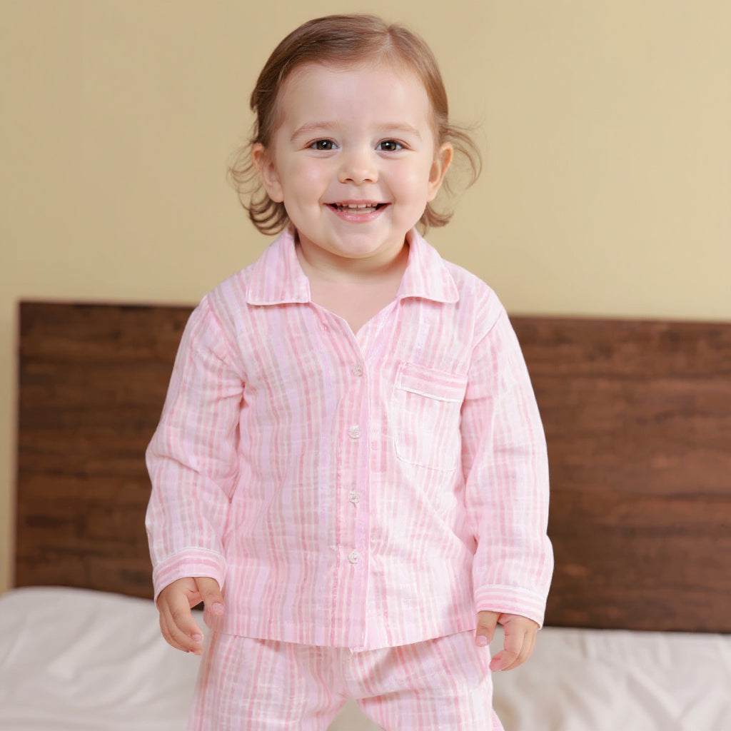 Pillowtime Pink Cotton Kids Night Suit