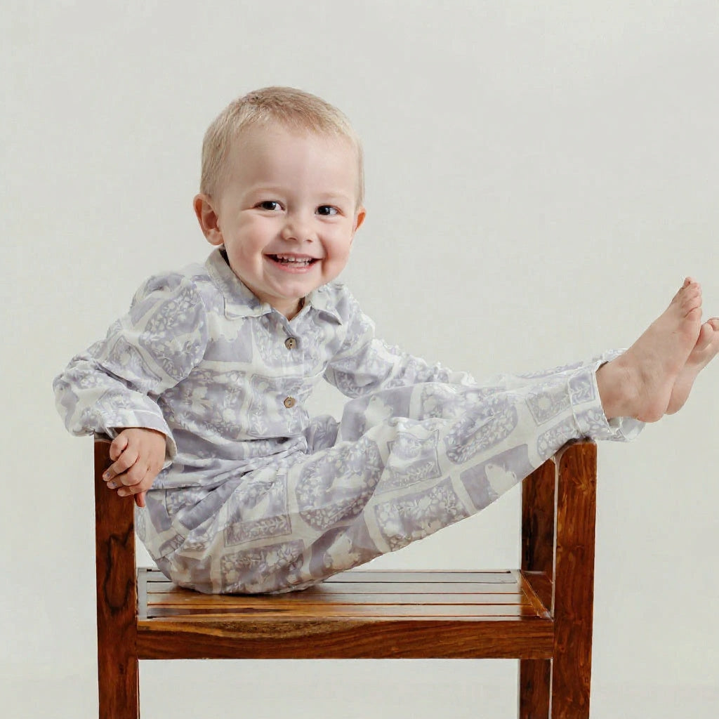 Lavender Meadow Kids Night Suit (Pure Cotton)