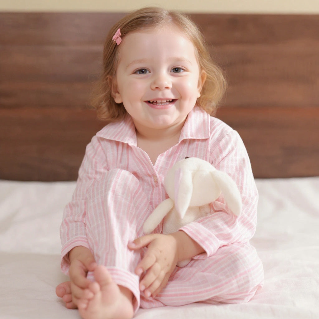 Pillowtime Pink Cotton Kids Night Suit