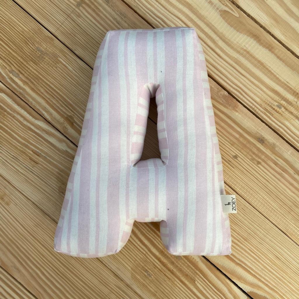 Zoey Alphabet Cushion Pink Haze Stripes Alphabet Cushion