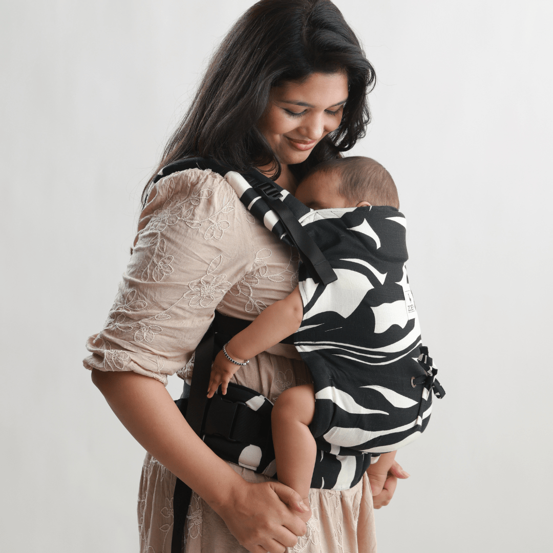 Zoey Baby Carriers Fully Adjustable Zoey’s Baby Carrier, Made Of Linen Cotton, Safe & Ergonomic, 3 Carry Positions, for 4 Months to 3 Year Old Baby (Abstract Print)