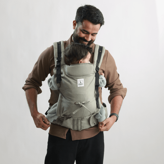 Zoey Baby Carriers Fully Adjustable Zoey’s Baby Carrier, Made Of Linen Cotton, Safe & Ergonomic, 3 Carry Positions, for 4 Months to 3 Year Old Baby (Sage Green Color)