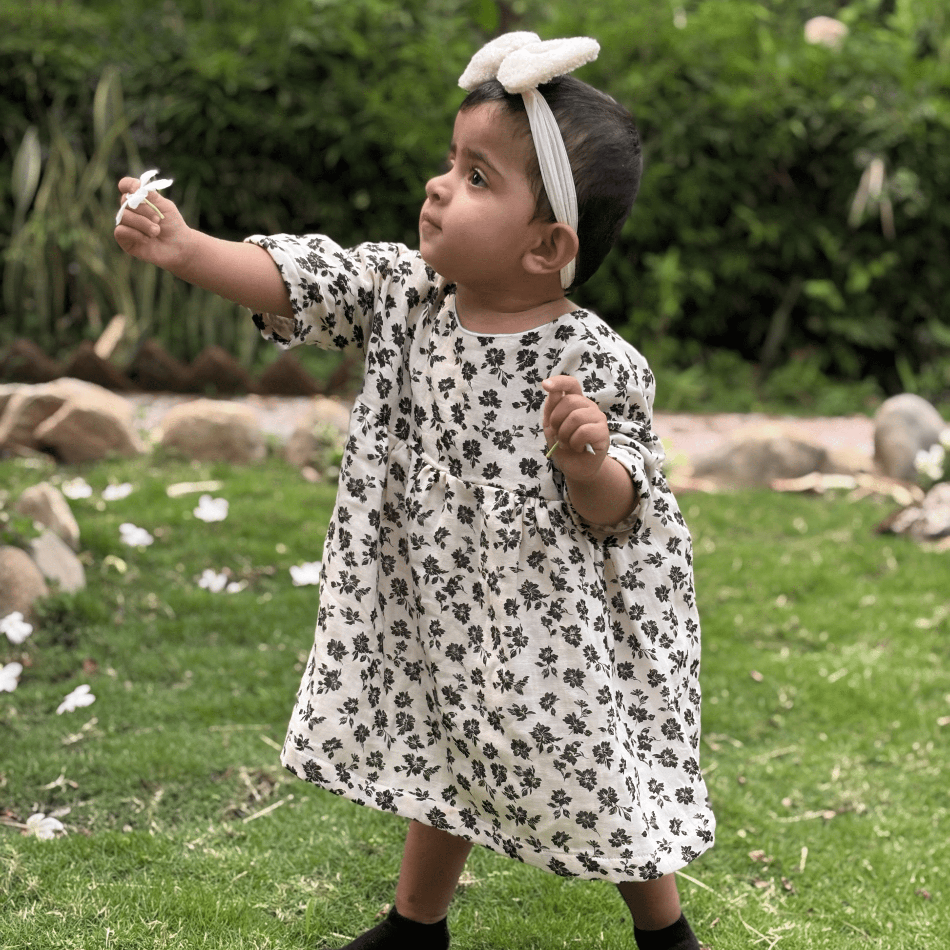 Zoey baby dress Monochrome Meadow Dress (Premium Muslin) + Matching Underpants