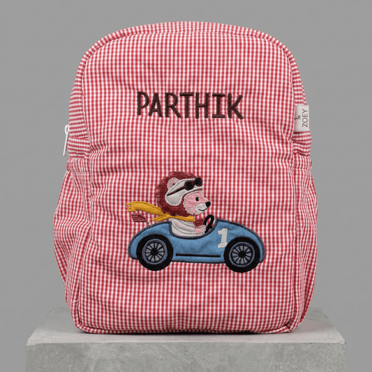 Zoey bonsai backpack Handcrafted Mini Grand Prix / Little Racer Lion School Bag (Personalise)