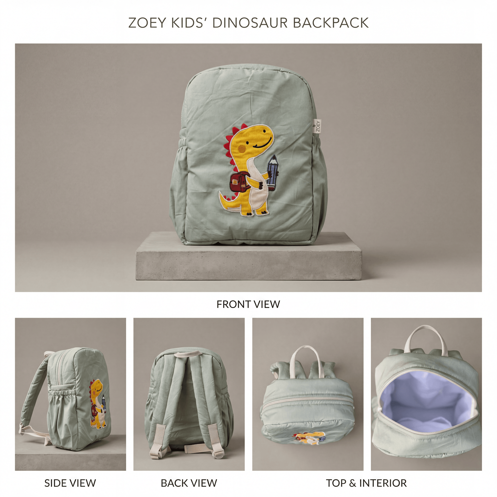 Zoey bonsai backpack Handcrafted Study Buddy Dino School Bag (Personalise)