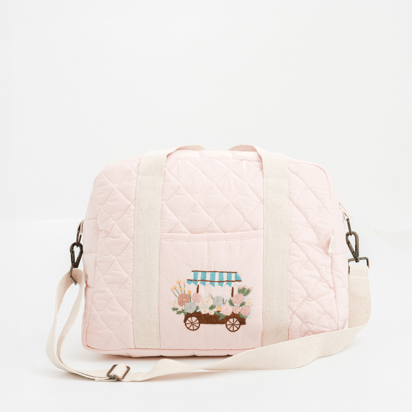 Zoey diaper bag Hand Embroidered Meadow Cart Diaper Bag