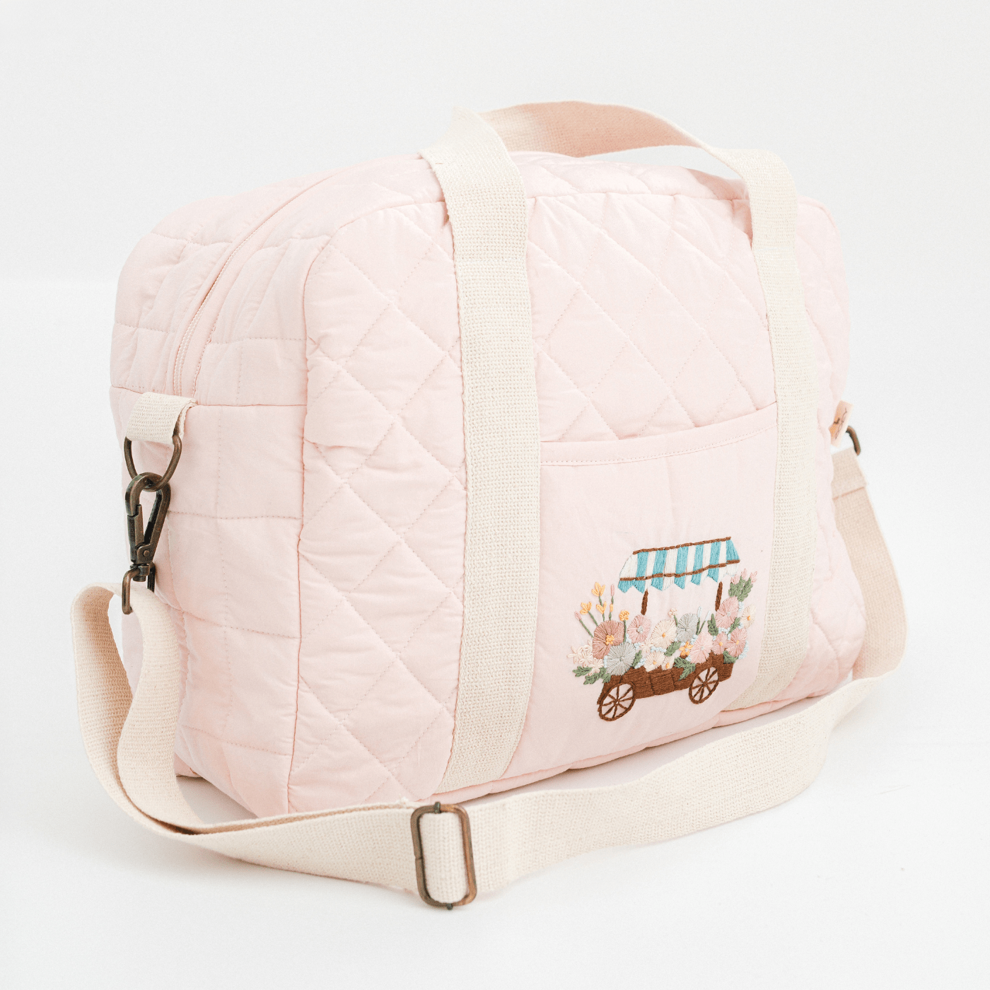Zoey diaper bag Hand Embroidered Meadow Cart Diaper Bag