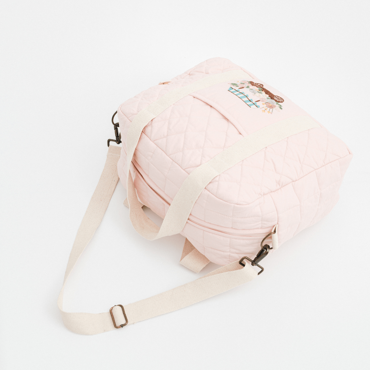 Zoey diaper bag Hand Embroidered Meadow Cart Diaper Bag