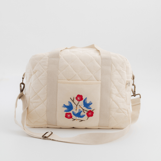Zoey diaper bag Hand Embroidered Songbirds Perch Diaper Bag (Pure Cotton)