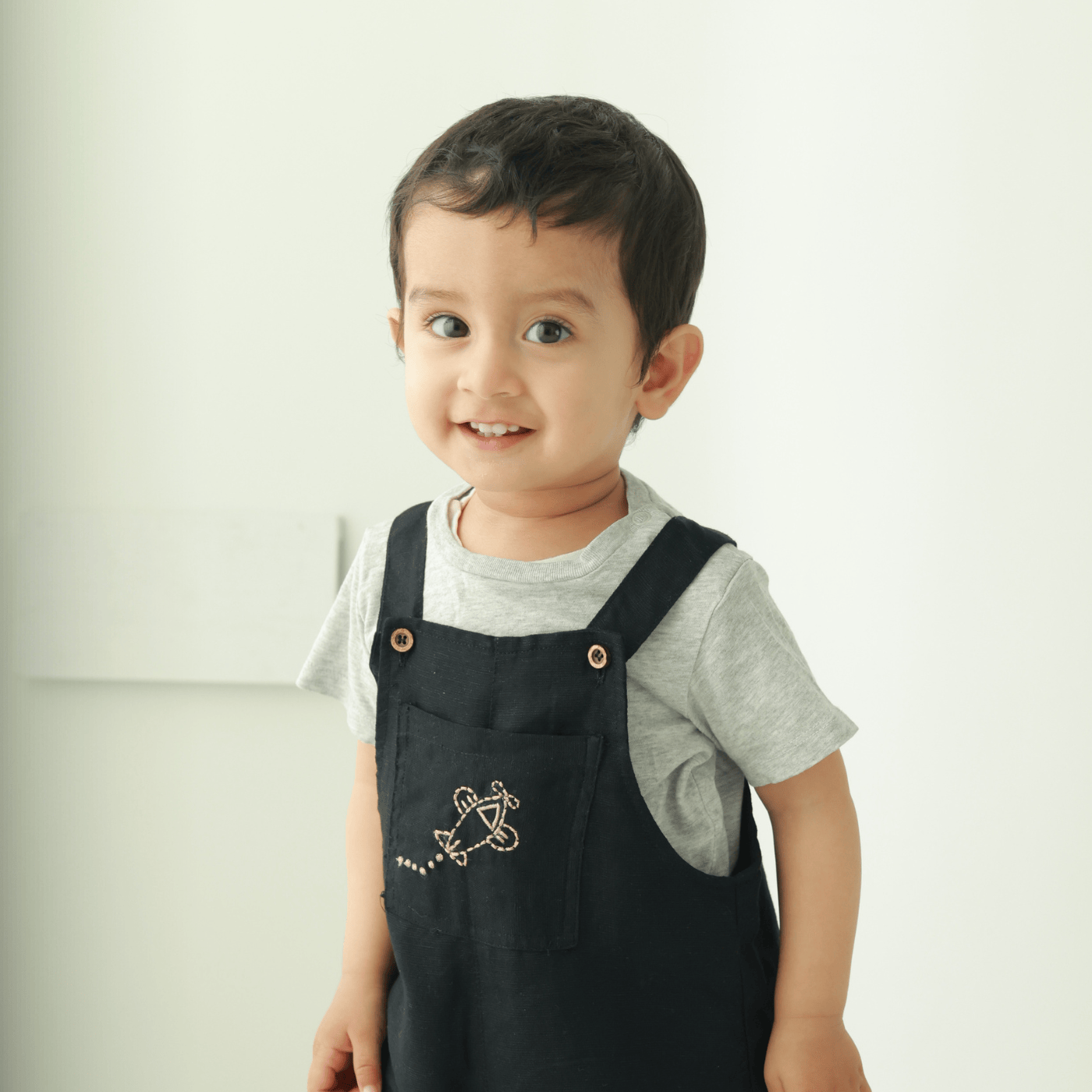 Zoey Dungarees Helicopter Ride Linen Cotton Unisex Dungaree (Black)
