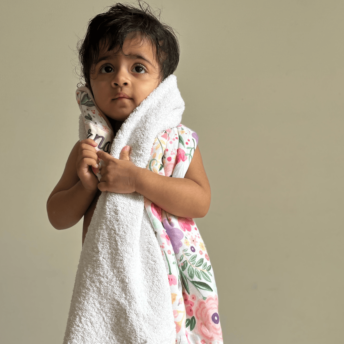 Zoey Hooded towel Medley of Flowers Muslin Hooded Towel (Can be Personalised)