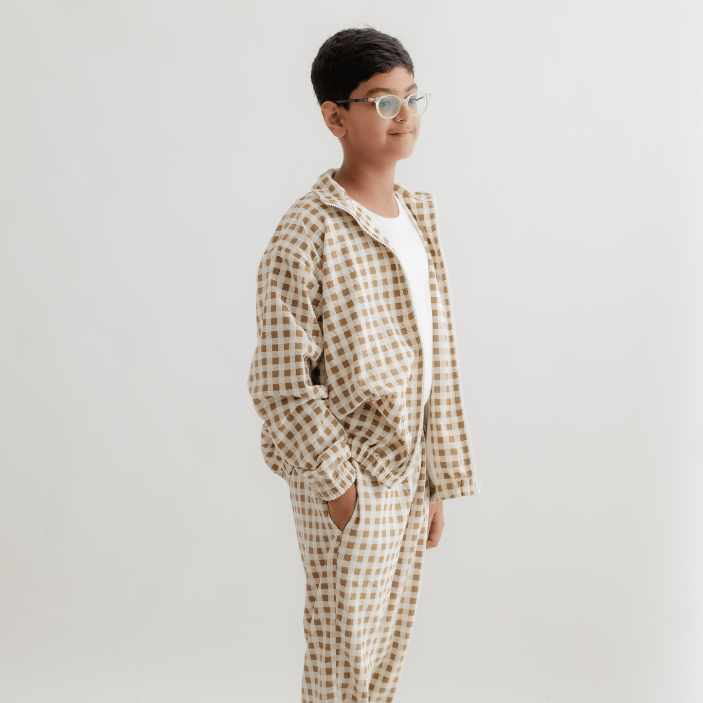 Zoey Jacket Choco Checks Winter Set (Jacket + Lower)